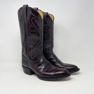 Vintage‎ Tony Lama Western Cowboy Boots Mens 10D Burgundy Oxblood Leather 6707